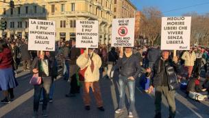 No vax e no Green Pass oggi in piazza a Roma