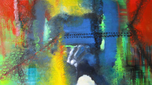 Apollonia: «Punto a croce», olio su tela 70x100 cm (dal ciclo Colore cucito)
