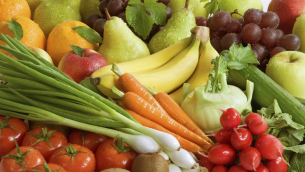 Assortment of fresh vegetables and fruit