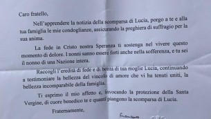 Papa scrive a Banfi per la morte della moglie: "Nonni forti anche nella sofferenza"