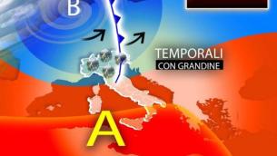 Pioggia e grandine al Nord, caldo al Sud: previsioni meteo Italia