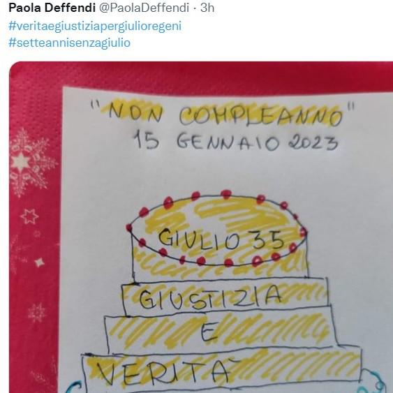 Regeni, la mamma su Twitter: "Torta del 'non compleanno', giustizia e verità"