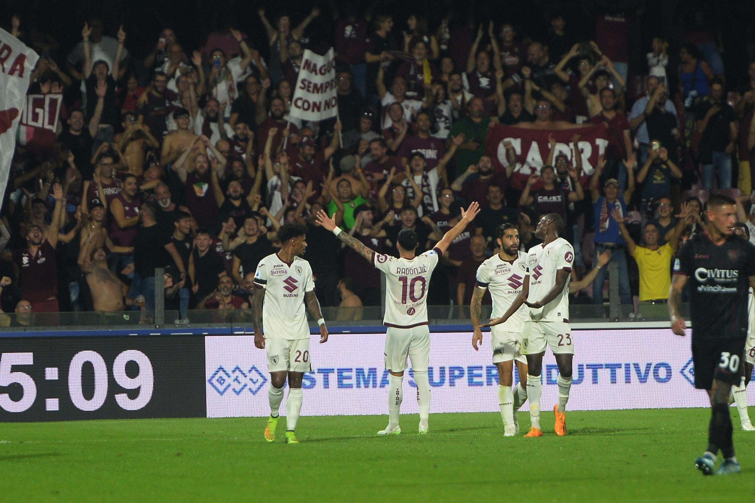 Salernitana-Torino 0-3, gol di Buongiorno e doppietta Radonjic