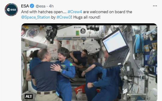 Samantha Cristoforetti e Crew 4 arrivati nella notte sulla Iss