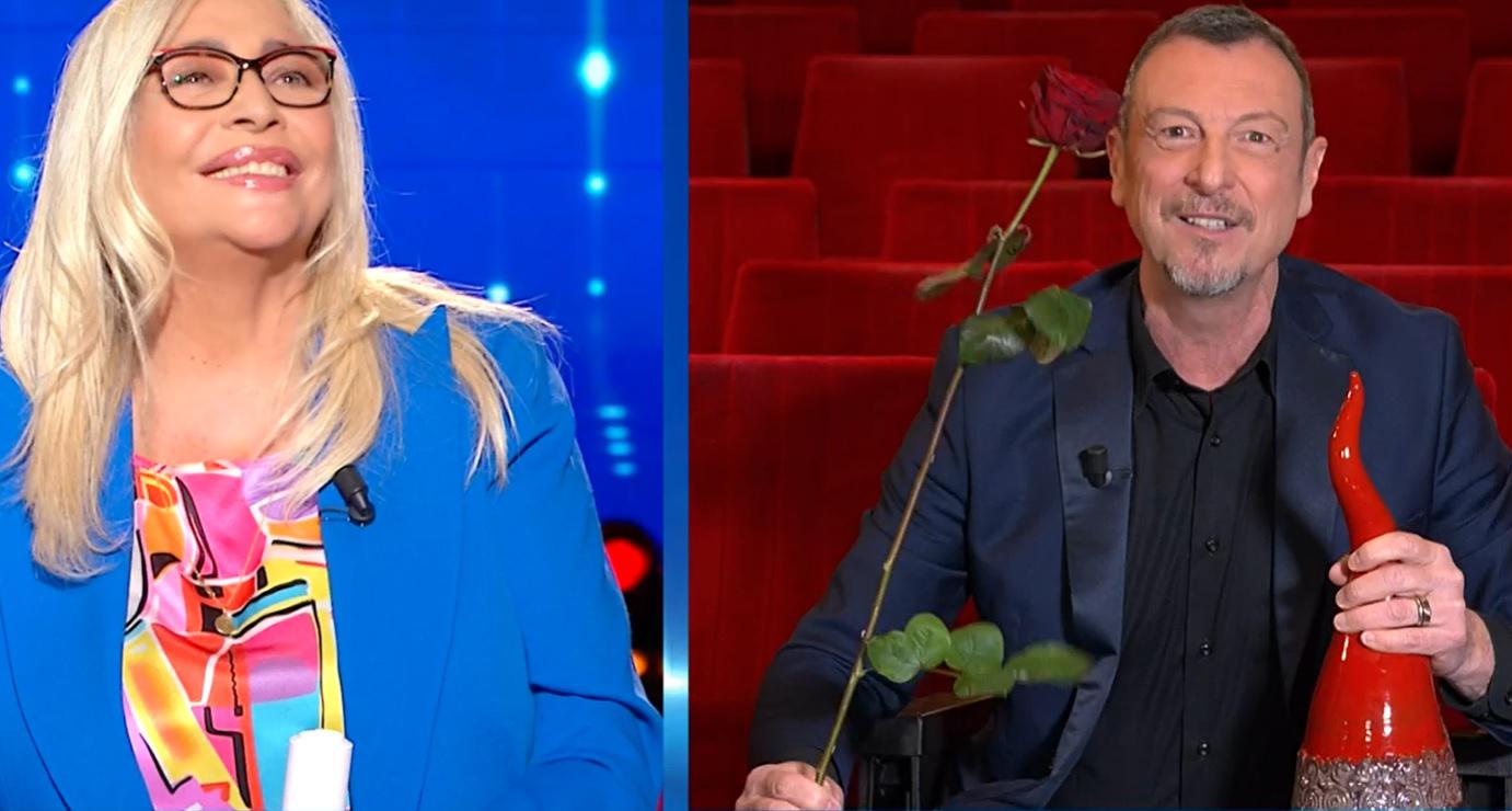 Sanremo 2023, Venier regala ad Amadeus un corno napoletano