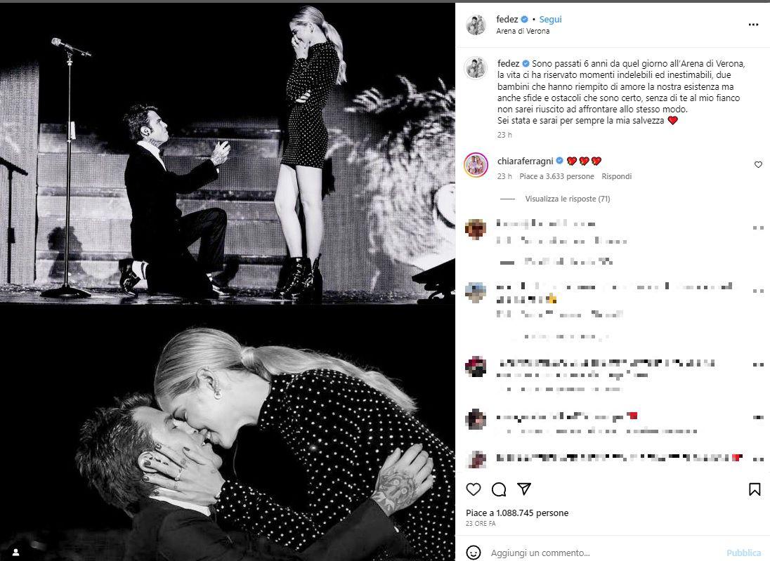 "Sei la mia salvezza", la dedica di Fedez a Chiara Ferragni