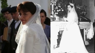 A sx un'immagine della fiction La sposa, a dx Carmela Rocca a 17 anni nel giorno del matrimonio per procura