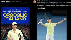 Sinner trionfa agli Australian Open: da Tajani a Meloni, esulta la politica