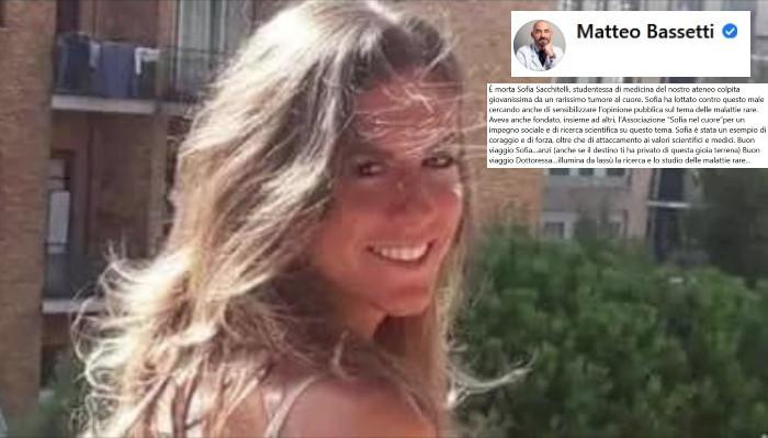 Sofia Sacchitelli è morta, Bassetti: "Buon viaggio Dottoressa"