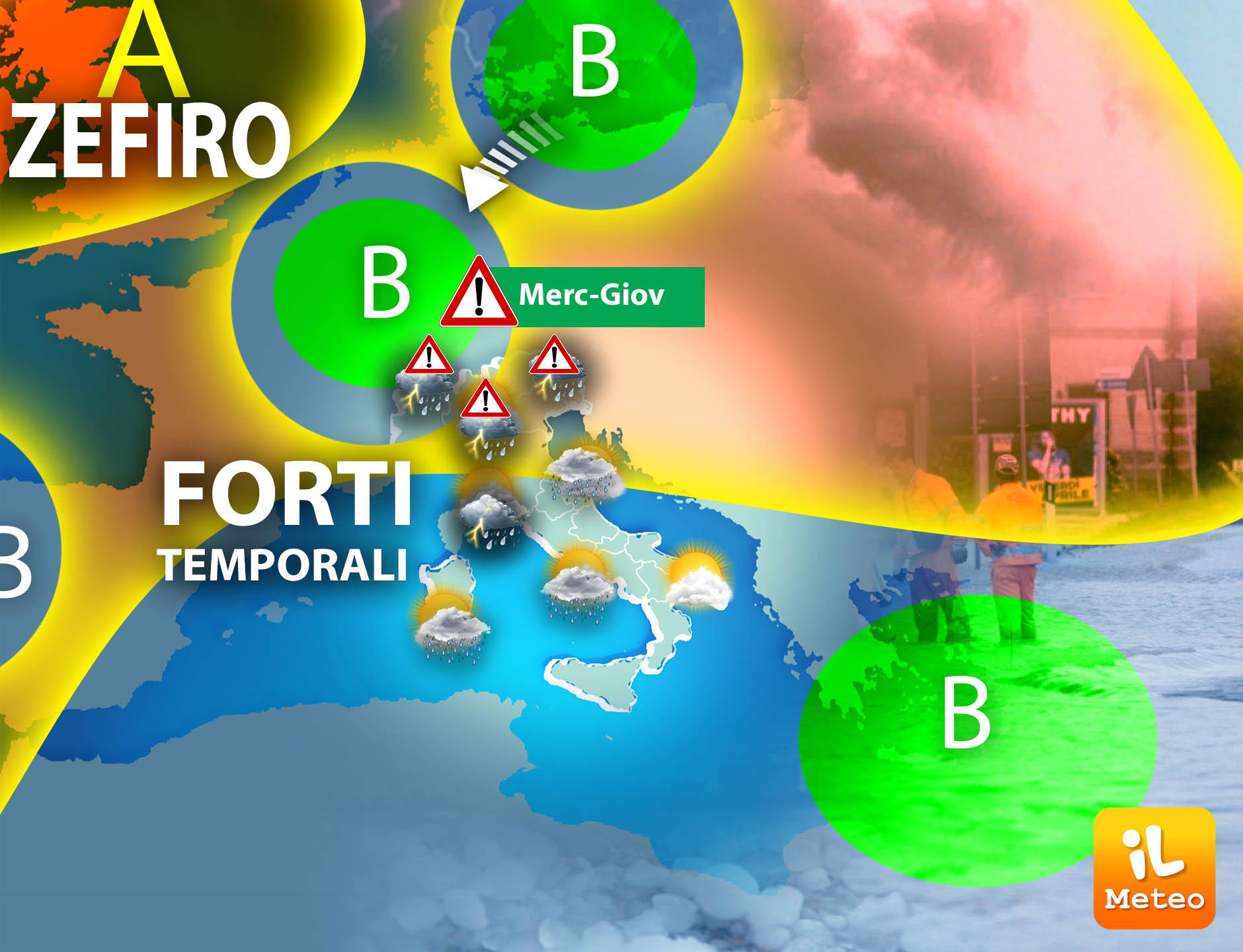 Sole e temporali, la mappa meteo: previsioni e ultime news