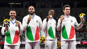 Tokyo 2020, staffetta 4x100: l'emozione e l'inno degli azzurri sul podio