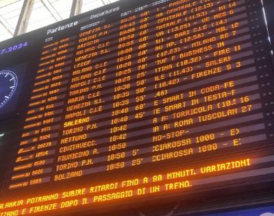 Treni in ritardo oggi per guasto, cambiano orari Alta Velocità e Intercity