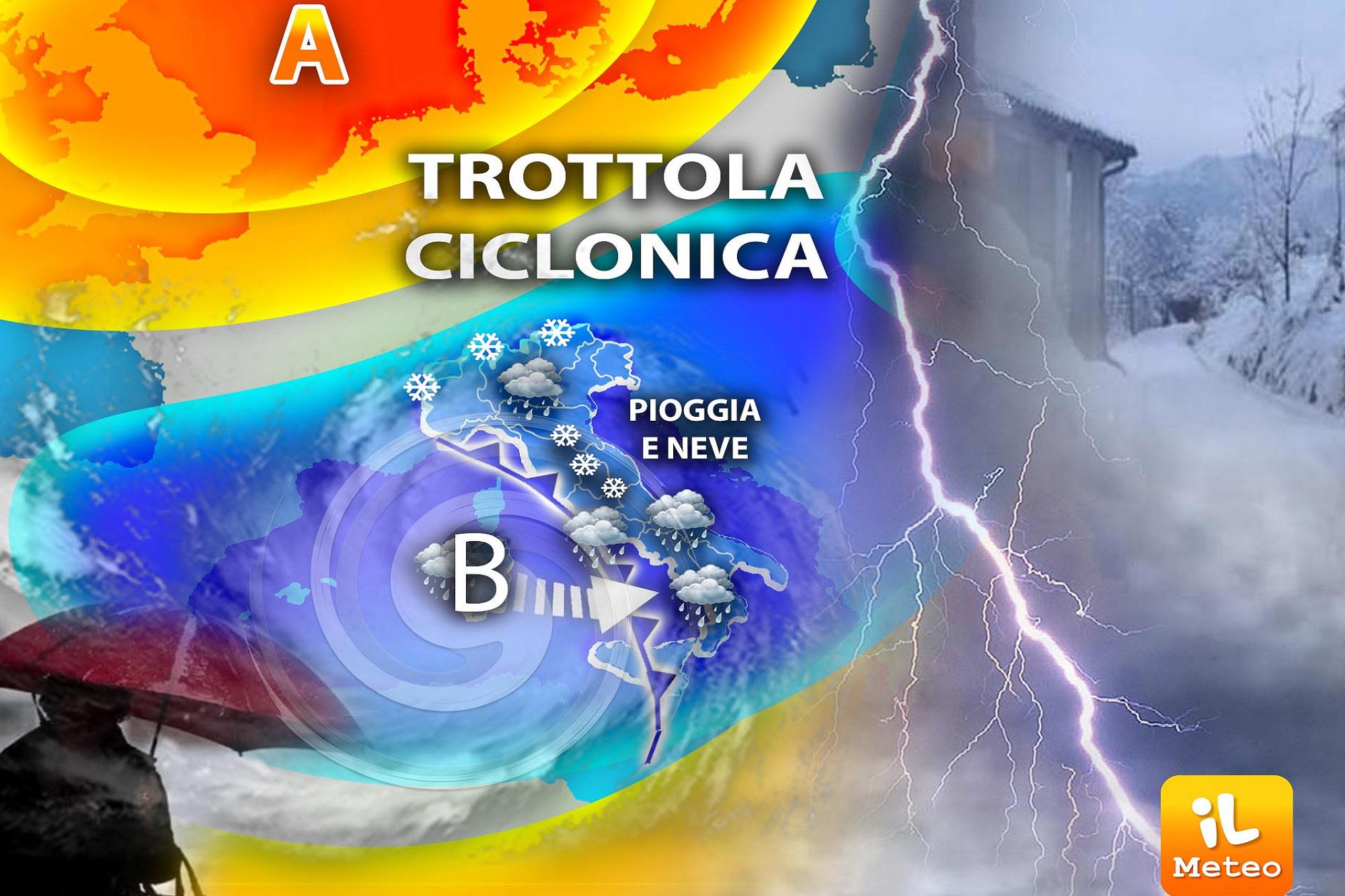 Trottola ciclonica sull'Italia, maltempo fino al weekend: ecco dove, le previsioni