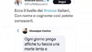 "Una morte lenta e dolorosa", minacce e insulti a Bassetti: lui pubblica post dell'autore