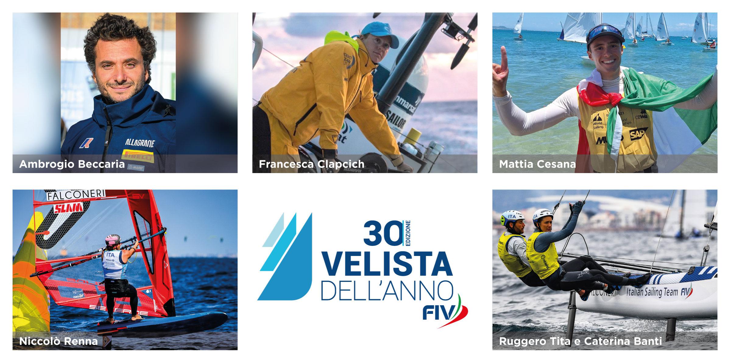 Velista dell'Anno Fiv, i cinque finalisti sono Beccaria, Cesana, Clapcich, Renna, Tita e Banti'