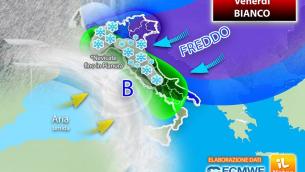 Venerdì 12 febbraio arriva la neve, poi il gelo: ecco dove